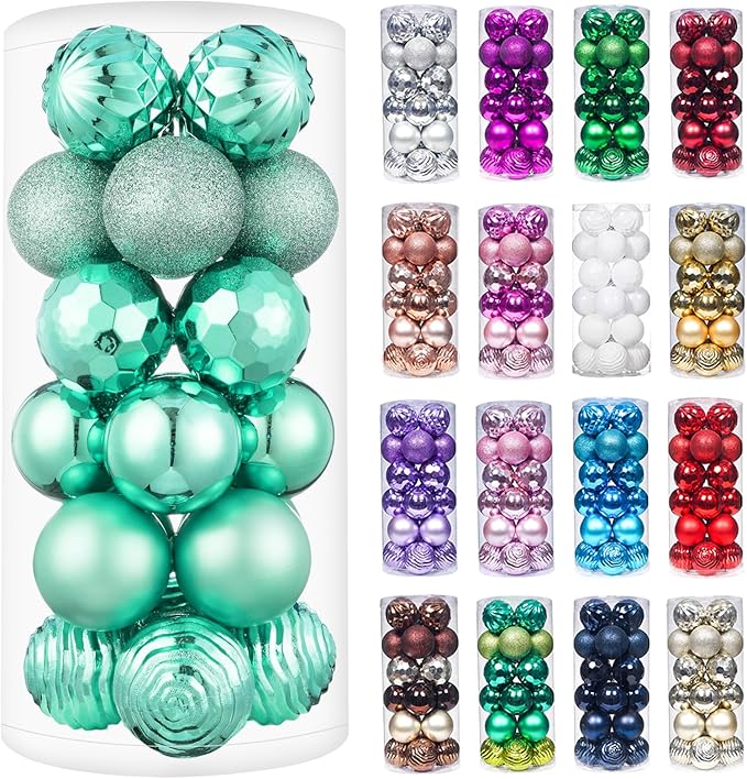Christmas Ball (2.36", Mint Green) 24ct Christmas Ball Ornaments Shatterproof Xmas Tree Hanging Balls Decorations Perfect for Holiday Wedding Christmas Decor