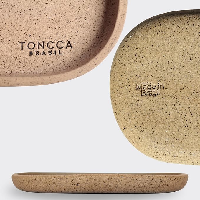Brasil Handmade Ceramic Tray – Sertão Edition | 8" Matte Sand Beige | Natural Mineral Clay | Decorative Oval Tray Made in Brazil