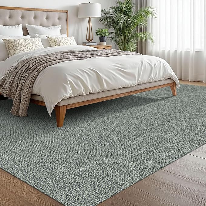 EARTHALL Washable Area Rugs 6x9 Ft Non Slip Living Room Rugs Cotton Rubber Backed Dining Room Rug Braided Bedroom Rugs Indoor Outdoor Floor Carpet for Living Room, Bedroom, Dining Room, Green/Grey