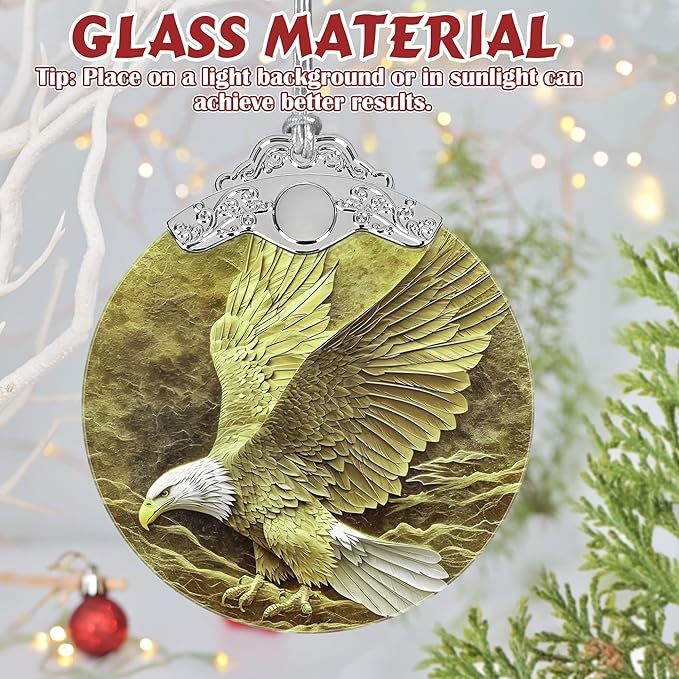 3" Stained Glass Bald Eagle Ornament, Christmas Ornament, Christmas Ornaments for Tree, Heirloom Keepsake, Gift Exchange, Gift Idea, Bauble Present