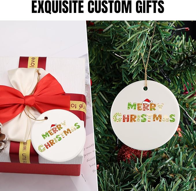 PRSTENLY Christmas Ornaments 2025, Round-Shaped Cookies Ceramic Ornaments Xmas Gifts for Christmas Tree Hanging Party Home Office Decor, Funny for Daughter Son Kids Girls Boys