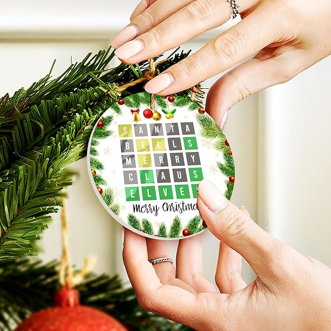Wordle Chrismas Ornament - Funny Word Board Game Xmas Gifts for Gamers, Puzzle Challenge Lovers, Holiday Decoration 2025