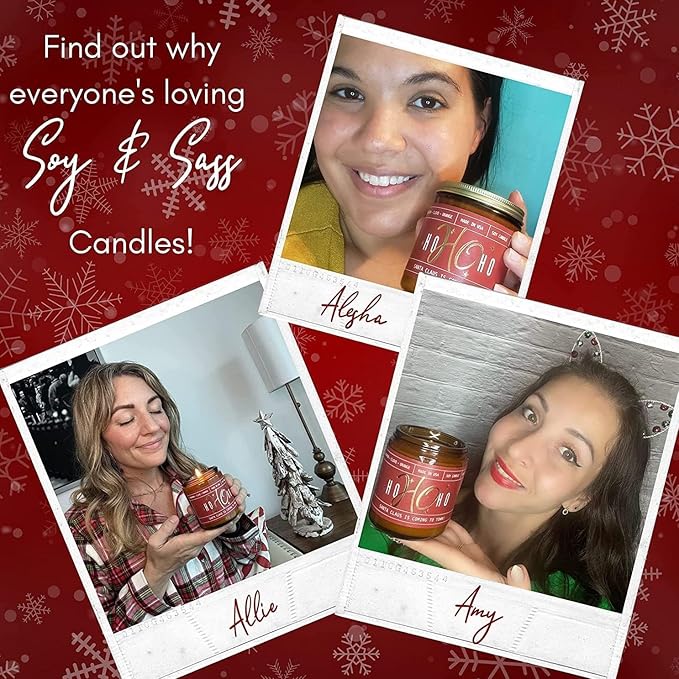 Christmas Candles for Holiday Set of 2 - 'Ho Ho Ho' Christmas Scented Candles, w/Clove, Orange & Cinnamon Candle I Stocking Stuffers for Women I 9oz Reusable Jar, 50Hr Burn, USA Made