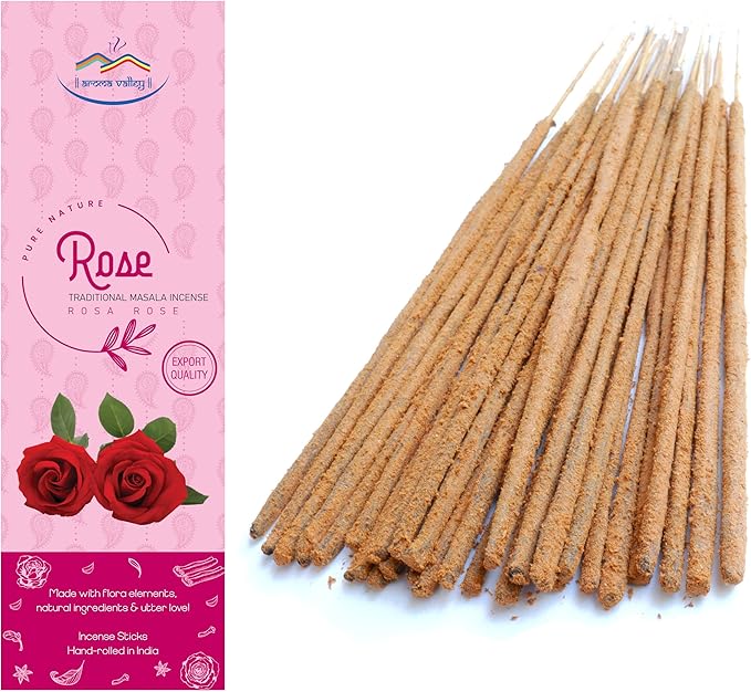 Rose Incense Sticks - Traditional Handcrafted Masala Incense -40 to 50 Sticks Approx.