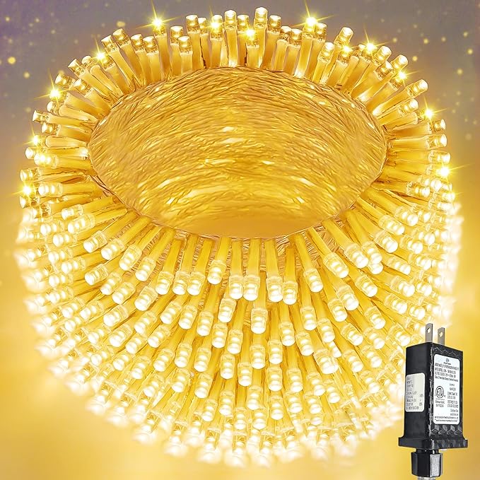 Super-Long 180FT 500 LED Christmas String Lights Indoor Outdoor,13 Modes Warm White Christmas Lights Waterproof, Twinkle Fairy Lights Plug in Clear Wire for Christmas Tree Bedroom Wedding Party
