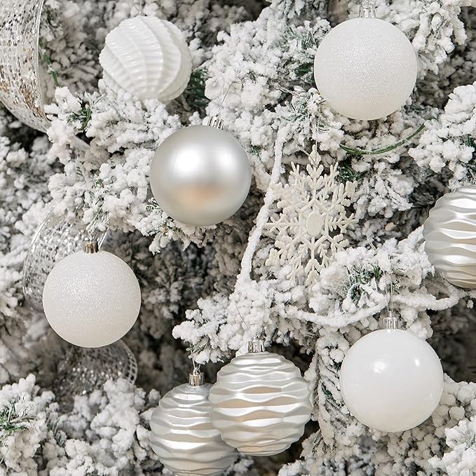 XmasExp 24ct Christmas Ball Ornaments Shatterproof Christmas Ornaments Set Decorations for Xmas Tree Balls 40mm/1.57” (1.57'', Silver)