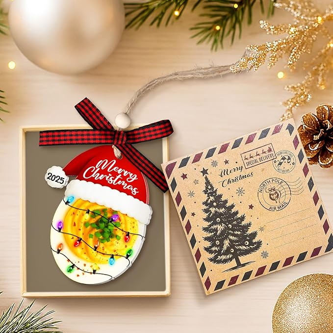 Deviled Egg Ornament - Egg Ornaments for Christmas Tree - Food Christmas Ornaments - Deviled Eggs Gifts for Food Lovers, Women, Men, Teens - Acrylic Ornament 2025