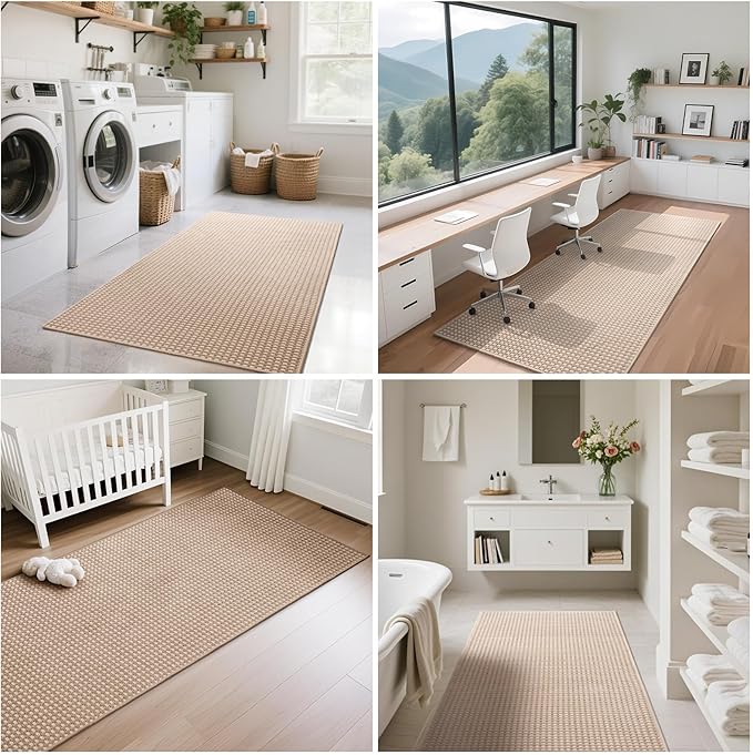 Boho 2x8 ft Runners for Hallways Extra Long Woven Washable Kitchen Runner Mat Rugs Non Slip, Soft Entryway Laundry Hall Floor Runner Carpet for Indoor Backdoor Bedroom Hallway Living Room, Brown