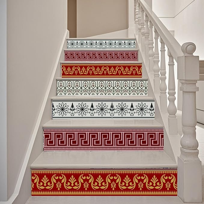 36 Pcs 4 Style Wall Stickers Colorful Lace Pattern Peel and Stick Wall Tile Sticker Geometric Texture Waterproof Self Adhesive Stick on Tile Decals for Kitchen Art Decor, 4×4 Inch