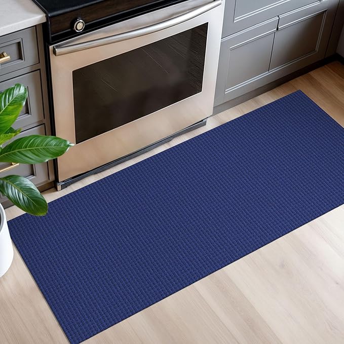 EARTHALL Woven Runner Rug 2x5 Ft Washable Runners for Hallways Cotton Non Slip Rubber Backed Kitchen Runner Braided Indoor Floor Carpet for Entryway, Hallway, Kitchen, Bedroom, Royal Blue/Navy