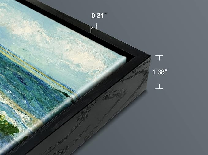 Wieco Art Framed Art Prints Seascape at Saintes Maries by Vincent Van Gogh Modern Canvas Prints Sea Pictures on Canvas Wall Art for Living Room Home Decorations Black Frame
