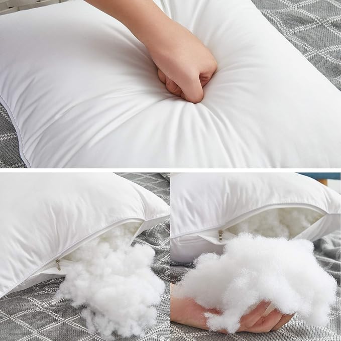 Oubonun 18"x18" Pillow Inserts (Set of 2) - Throw Pillow Inserts with 100% Cotton Cover - 18 Inch Square Interior Sofa Pillow Inserts - Decorative Pillow Insert Pair - White Couch Pillow
