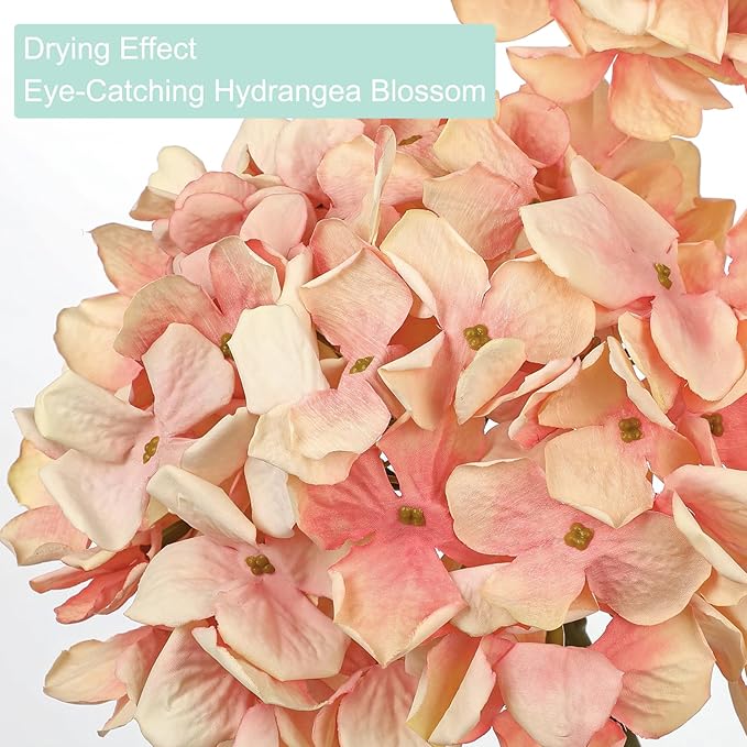 Light Carmine Pink Hydrangea Artificial Flowers, 19.6in Dried Textured Silk Hydrangea Flowers With Stems 3 Pcs Fake Flower Bouquet Faux Floral Stems Artificial Flower Bulk for Table Wedding Home Decor