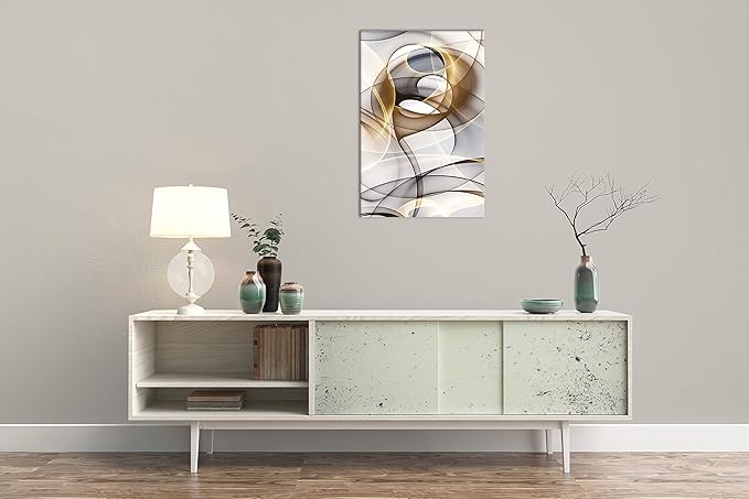 Abstract Wall Art Modern Abstract Wall Decor Gray And Gold Canvas Picture Painting Kitchen Prints Pictures for Home Living Dining Room