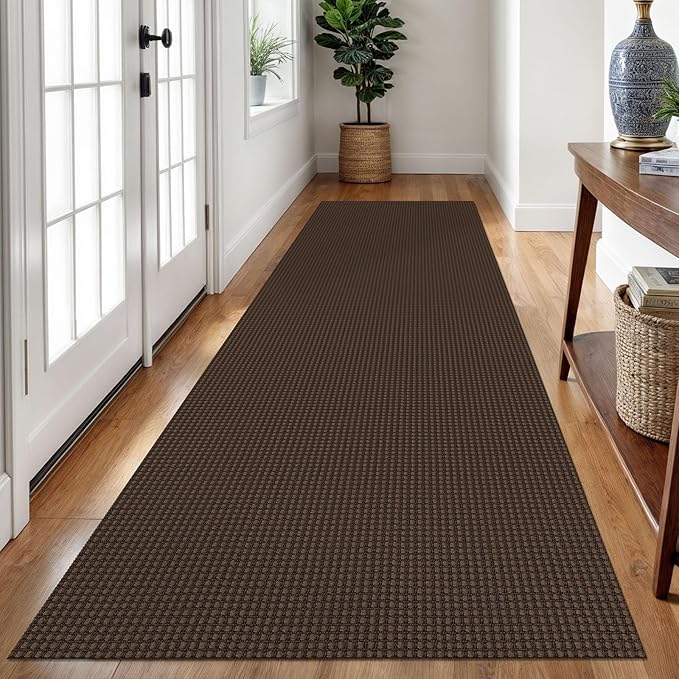 Braided Runner Rug 3x10 Ft Washable Runners for Hallways Non Slip Rubber Backed Kitchen Runners Cotton Long Entryway Runner Indoor, Woven Carpet for Hall Kitchen Entryway, Brown