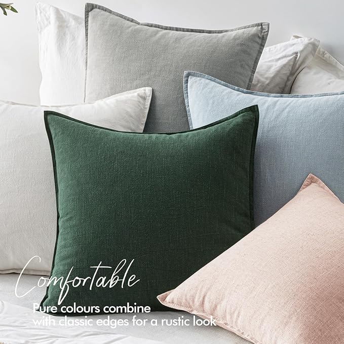 EMEMA Christmas Throw Pillow Covers Decorative Linen Pillow Covers 20x20 Inch Green Boho Farmhouse Neutral Couch Throw Pillows for Bed Pack of 2 Accent Pillowcase Modern Sofa Cushion Livingroom Home