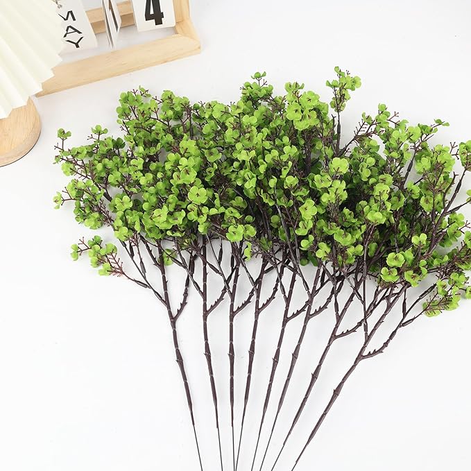 Babys Breath Artificial Flowers, 16 Bundles Green Real Touch Fake Flowers Silk Flowers Bulk for Vase Home Office Wedding Spring Indoor Outdoor Centerpiece Table Party Decorations