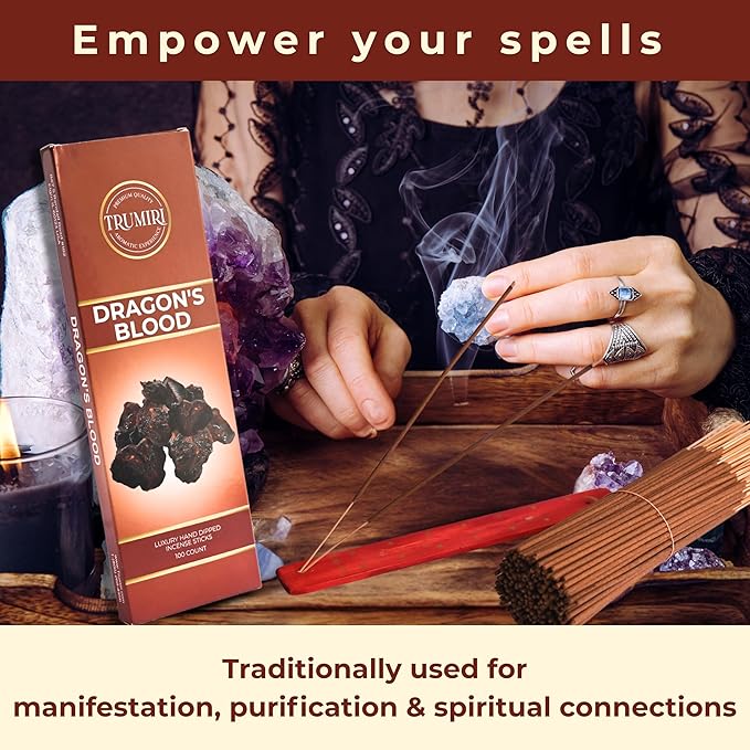 Dragons Blood Incense Sticks - Pack of 100 Insence-Sticks - Made with Natural Non Toxic Incienso De Sangre De Dragón - Scented Insense Spiritual Inscents aka Incents