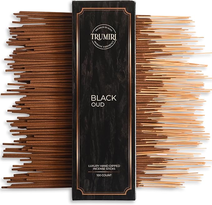 Black Oud Incense Sticks - Pack of 100 Insence-Sticks - Inciensos Aromaticos Made with Natural Oud Essential Oil - Scented Inscents Non Toxic Agarbatti Insense