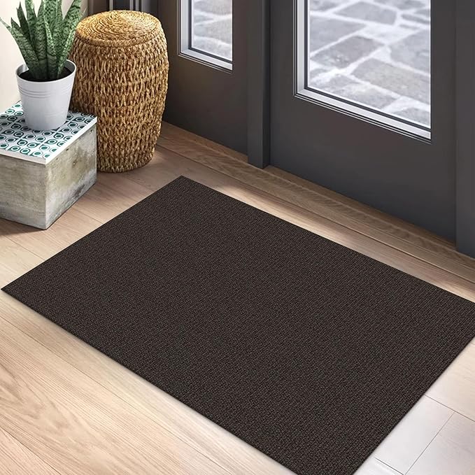 EARTHALL Small Area Rug 2x3 Ft Washable Rugs for Entryway Non Slip Braided Throw Rugs Door Mat Indoor Outdoor Entrance Cotton Woven Carpet for Kitchen Foyer Front Door, Taupe/Coffee