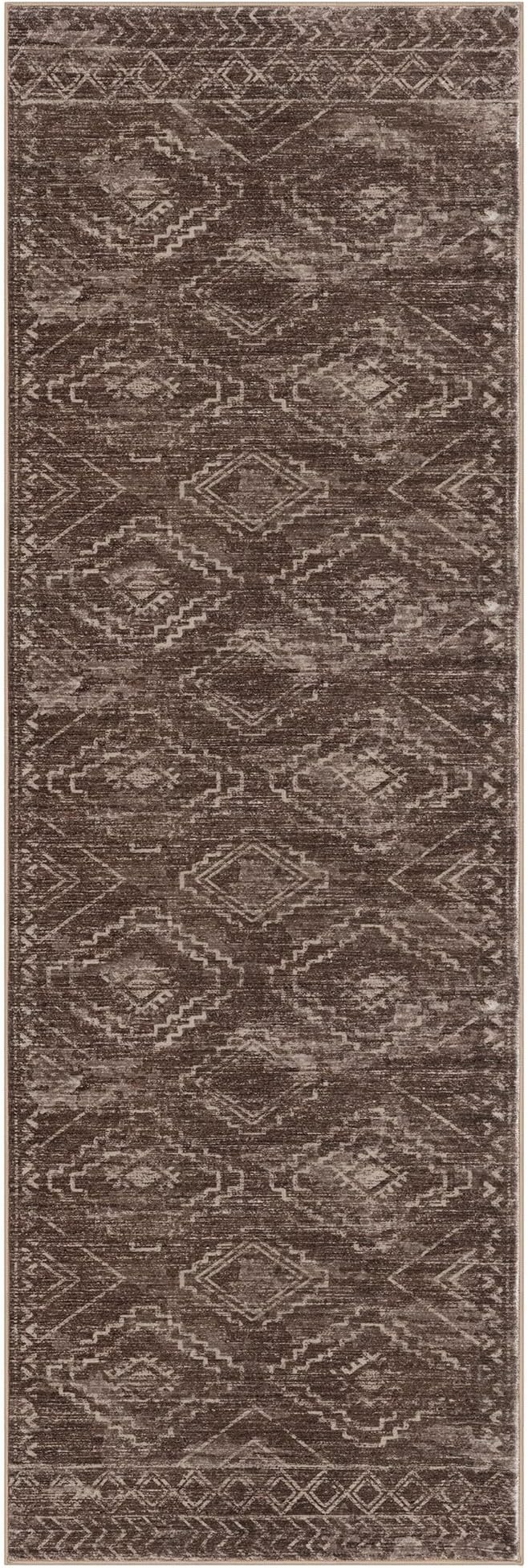 KILOCOCO Boho Kitchen Runner Rug 2x6 Washable Runner Rug, Soft Runners for Hallways Non Slip Printed Distressed Laundry Room Rug, Low-Pile Rug for Entryway/Bedroom/Living Room, Rust Red