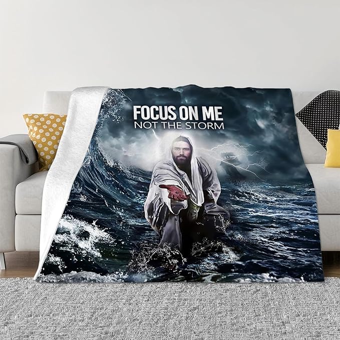 Tijuboni Christian Jesus Throw Blanket Religious Faith Gifts for Women Men Girls Boys Kids Adults Soft Flannel Fleece Blanket for Couch Sofa Bed Home Decor 50"x60"