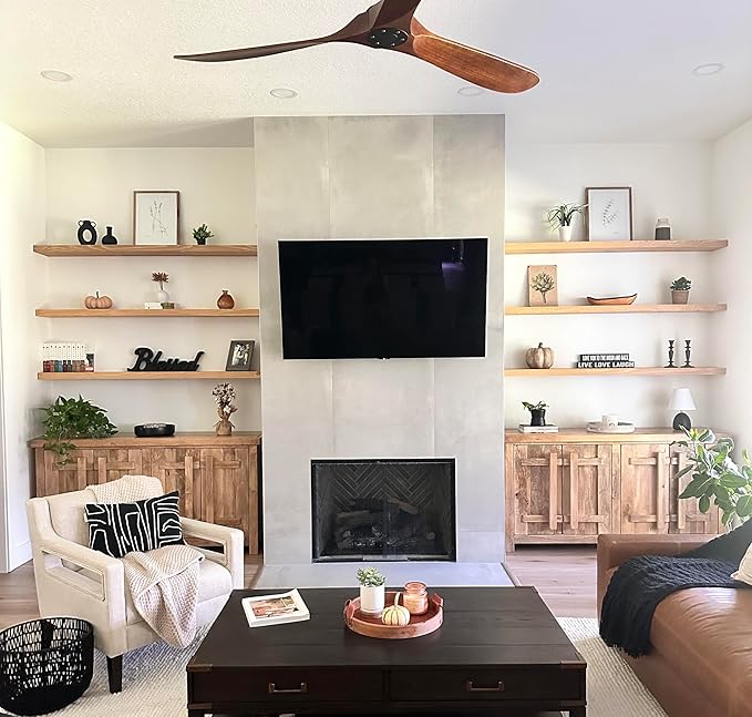 joelsantiques - 72 Inch Wooden Floating Shelves for Wall - 72x10x2 in - Made of Natural Wood - Long Heavy Duty Wall Shelves for Bedroom - Perfect for Living Room, Kitchen - Beige