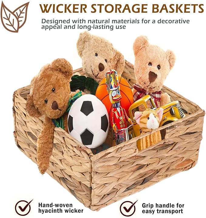 PHI VILLA White Storage Cabinet with Baskets, Accent Cabinet with Drawers, Entryway Rattan Cabinet with Shelves