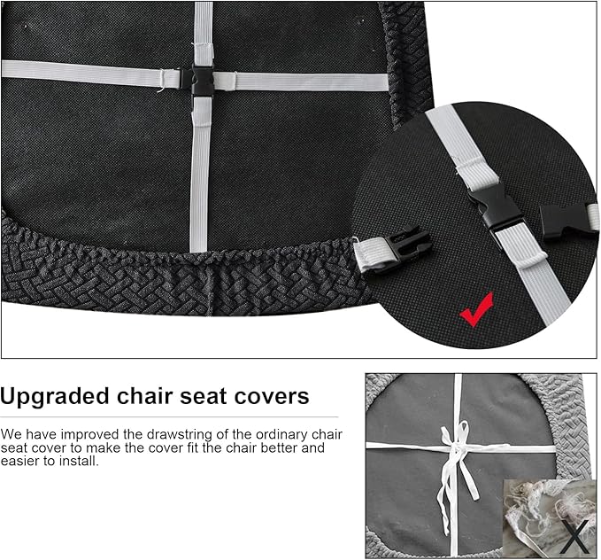 Genina Waterproof Seat Covers for Dining Room Chairs Covers Dining Chair seat Covers Kitchen Chair Covers slipcovers (Black, 4 Pcs)