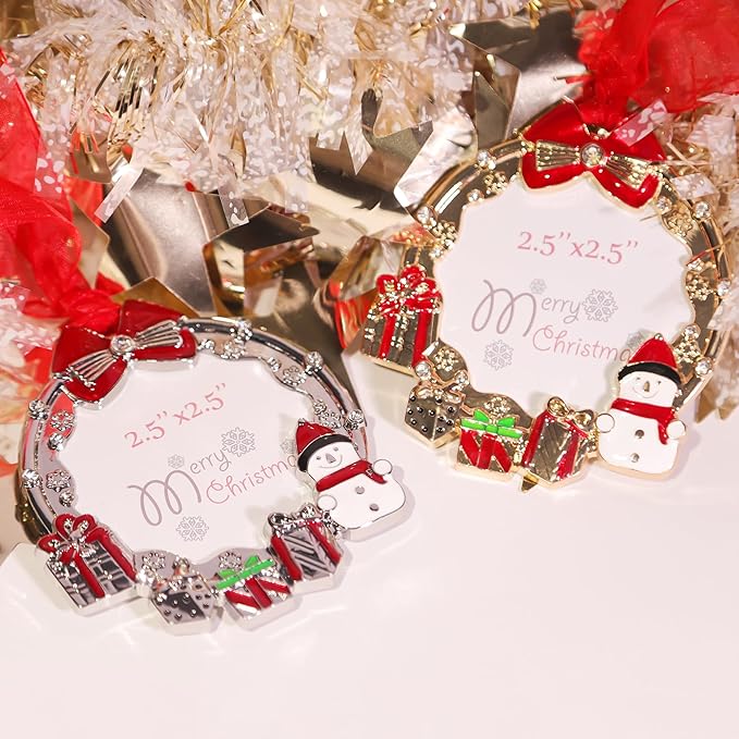 Christmas Tree Ornaments Home Decor Christmas Decorations Xmas Gifts Decorations Holiday Keepsake Gift Pendant Can Insert Photos (Gold Snowman-1)