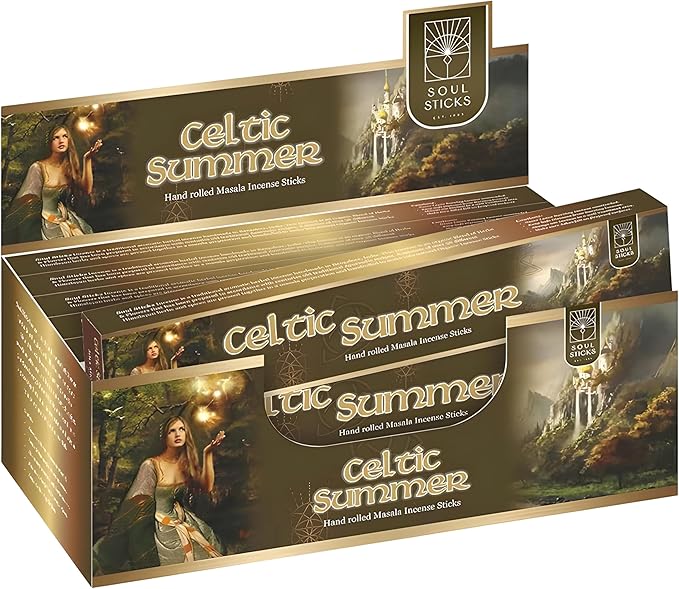 SOUL STICKS Hand-Rolled Incense Sticks Mystic Spirit Blends 180 Gram 12 Pack Box | 100% Natural Masala Incense Organic Home Fragrance Agarbatti (Celtic Summer)