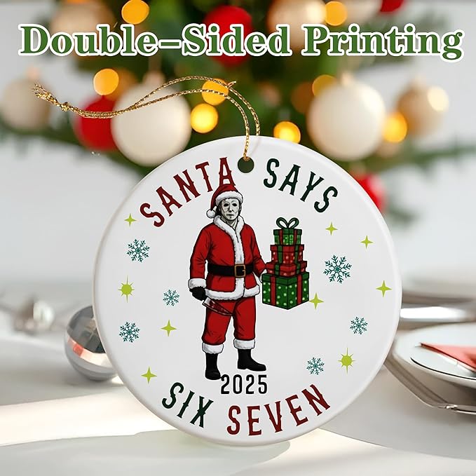 Six Seven Christmas Ornaments 2025 | Michael Myer Horror Ornament | Funny 67 Meme Ornament | 67 Gifts | Trending Ornaments | Christmas Decor | Gen Z Alpha Xmas Gift
