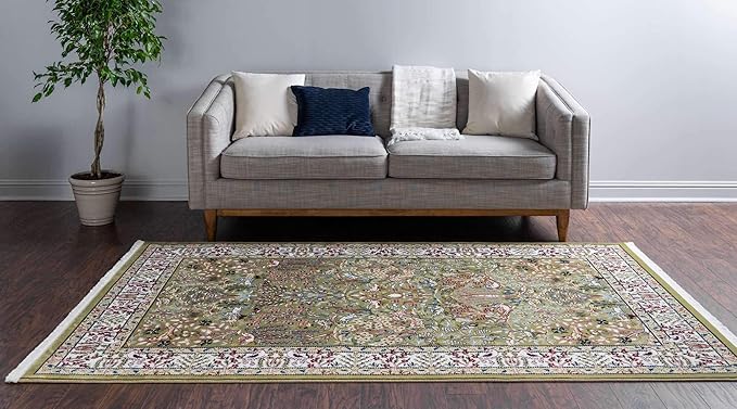 Unique Loom Narenj Collection Area Rug - Bristol (5' 3" x 8' Rectangle, Green/ Ivory)