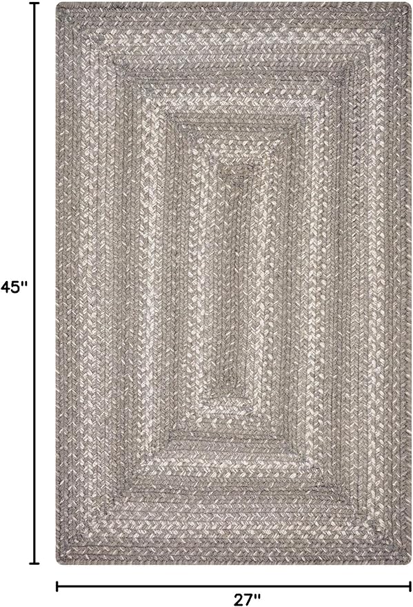 Homespice Grey Cloud Jute Braided Rugs 27x45 - Jute Country Kitchen Rugs for Farmhouse Decor