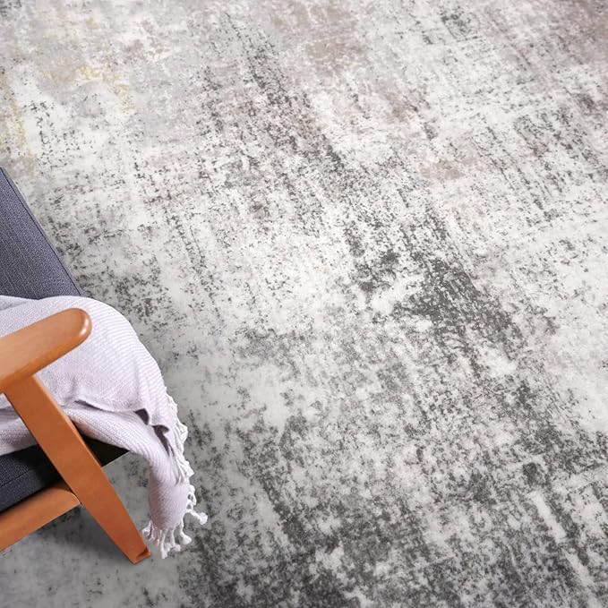 IOHOUZE Small Abstract Area Rug Sets 2x3 and 3x5 Ft Door Mat Indoor Set, Washable Rugs for Entryway Sets, Non Slip Throw Rug Set, Printed Faux Wool Floor Carpet for Foyer Entrance Kitchen, Grey Beige