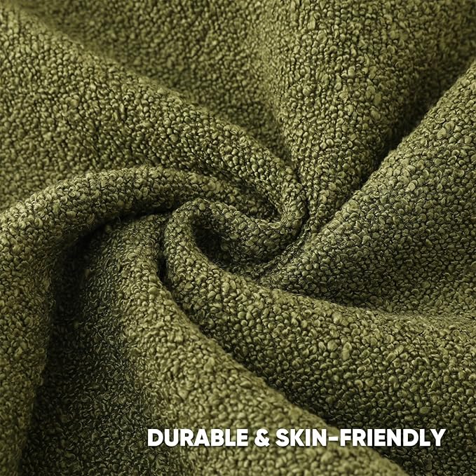HAUSSY Set of 2 26x26 Decorative Throw Pillow Covers, Soft Cozy Euro Pillow Shams Textured Boucle, Home Decor for Couch Bed Living Room, Moss Green