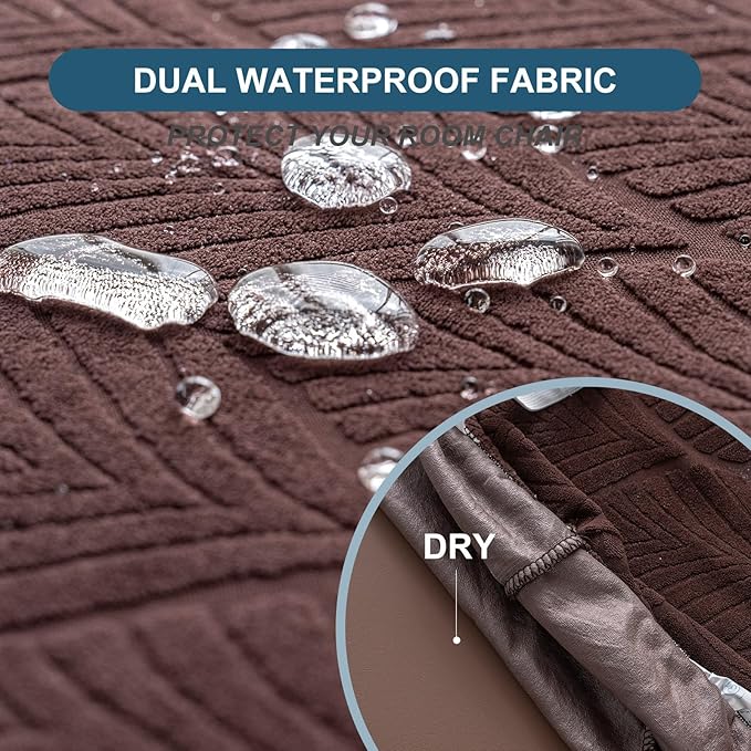 Removable and Washable Seat Covers for Dining Room Chairs Set of 4 - Waterproof Stretch Chair Seat Slipcovers, No Back Covers