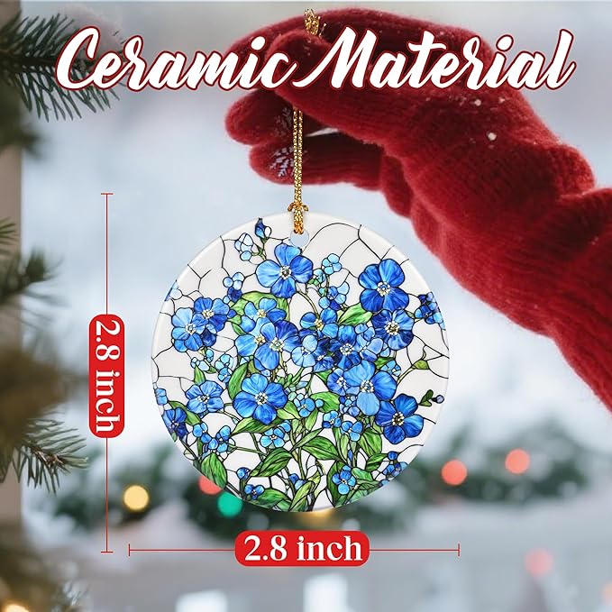 Christmas Ornaments, Dodosky 2.8in Ceramic Hanging Ornament, Xmas Decor, Christmas Tree Ornaments, Xmas Decorations for Tree, Holiday Ornament, Flower Lovers Gifts, Gifts for Couples, Best Friend