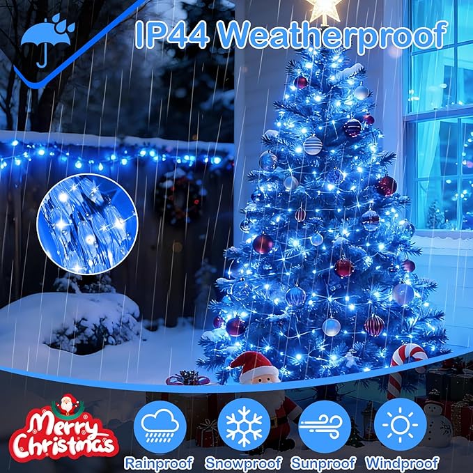 Decute 500LED 164FT Fairy String Lights Halloween Lights Silver Wire with Remote, Firefly Starry Light for DIY Christmas Tree Costume Wedding Party Table Centerpiece Decor Blue