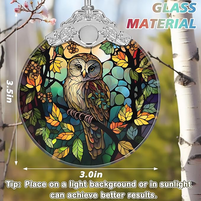 Owl Stained Glass Orament - Christmas Ornament - Christmas Decorations for Tree - Holiday Present ldeas - Gift Exchange