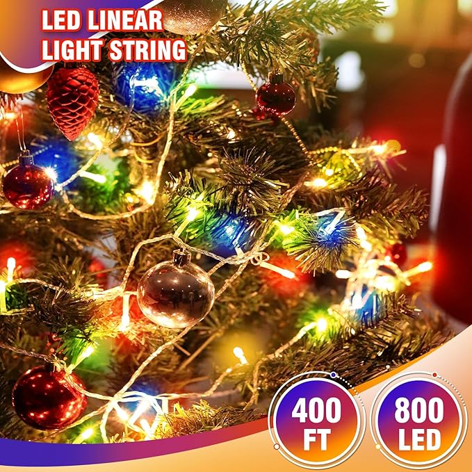 400FT Multi-Colored String Lights – LED Extra Long Outdoor Waterproof Fairy Lights with Remote, Dimmable Timer Decorative Lighting for Christmas, Wedding, Patio, Yard, Party Décor