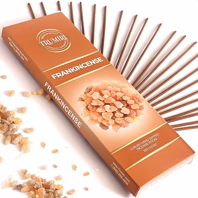 Frankincense Incense Sticks - Pack of 100 Insence-Sticks for Catholic Christian Church - Made with Natural Non Toxic Incienso - Scented Insense Spiritual Agarbatti Incents