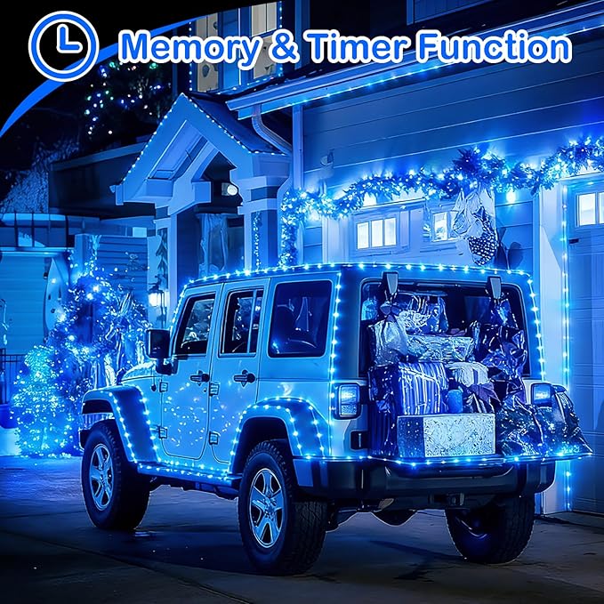Decute 500LED 164FT Fairy String Lights Halloween Lights Silver Wire with Remote, Firefly Starry Light for DIY Christmas Tree Costume Wedding Party Table Centerpiece Decor Blue