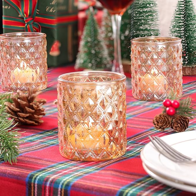 8Pcs Large Votive Candle Holders Gold Tea Light Candle Holders Glass Candle Holder for Wedding, Bridal Shower,Table Centerpiece,Party, Home Decor