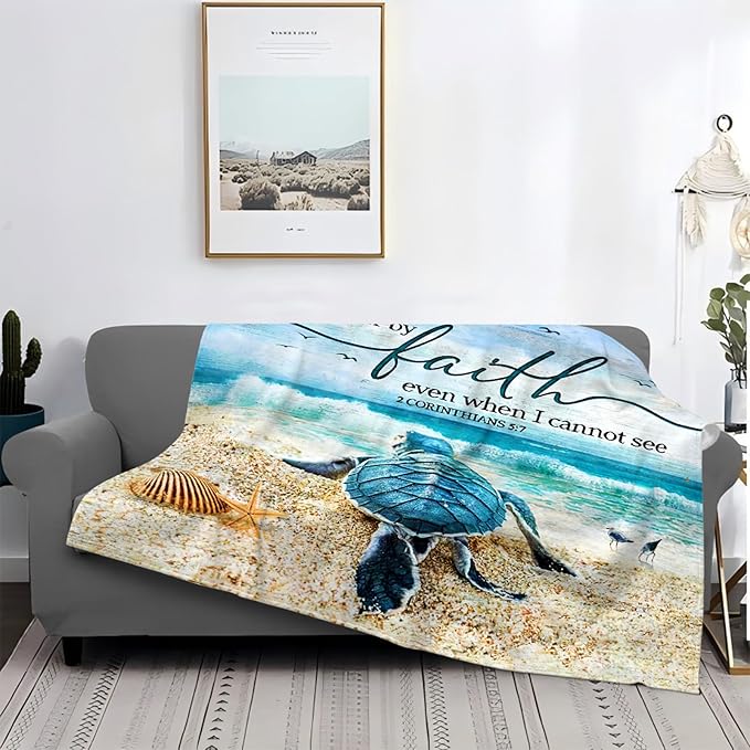 Tijuboni Sea Turtle Ocean Throw Blanket Beach Nautical Gifts for Women Men Girls Boys Kids Adults Soft Flannel Fleece Blanket for Couch Sofa Bed Home Decor 40"x50"