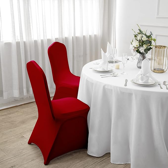 SuperO Waterproof Spandex Chair Cover 25PCS, Stretch Dining Chair Covers, Polyester Outdoor Chair Covers, Protector Stretch Chair Cover for Party Universal, Banquet, Wedding Event, Hotel(Red)