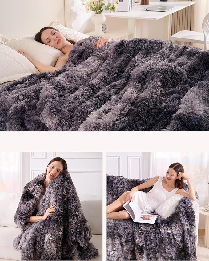 Super Soft Fluffy Faux Fur Sherpa Fleece Blankets Queen Size for Bed, Bedroom Decor Winter Big Blankets Thick Warm, Fuzzy Plush Heavy Bedding Cozy Gifts for Women Men Mom Dad, 90" x 90"