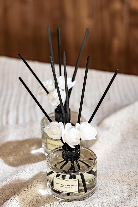 CULTURE & NATURE Reed Diffuser Set 6.7oz (200ml) Magnolia Scented Diffuser with Sticks Home Fragrance Reed Diffuser for Bathroom Shelf Decor