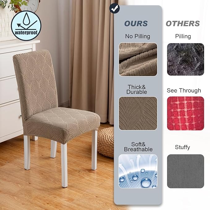 Waterproof Dining Chair Covers, Chair Covers for Dining Room, Stretch Parsons Chair Slipcover, Removable, Washable for Dining Room Kitchen Chair Protector Cover