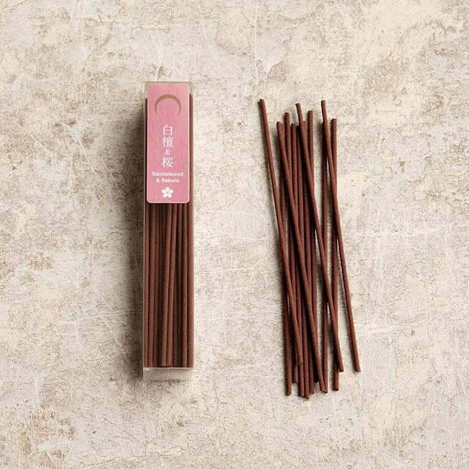Asayu Japan Low Smoke Incense Sticks - Sakura Set (Sandalwood-Sakura + Agarwood-Sakura), 40gr (Each Scent 20g), for Yoga, Zen Meditation and Relaxation - Smokeless for Less Irritation